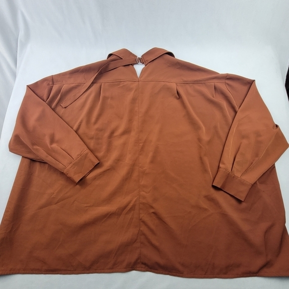 NWOT Punyus Japanese Streetwear extreme oversized burnt orange button down top - Picture 4 of 7